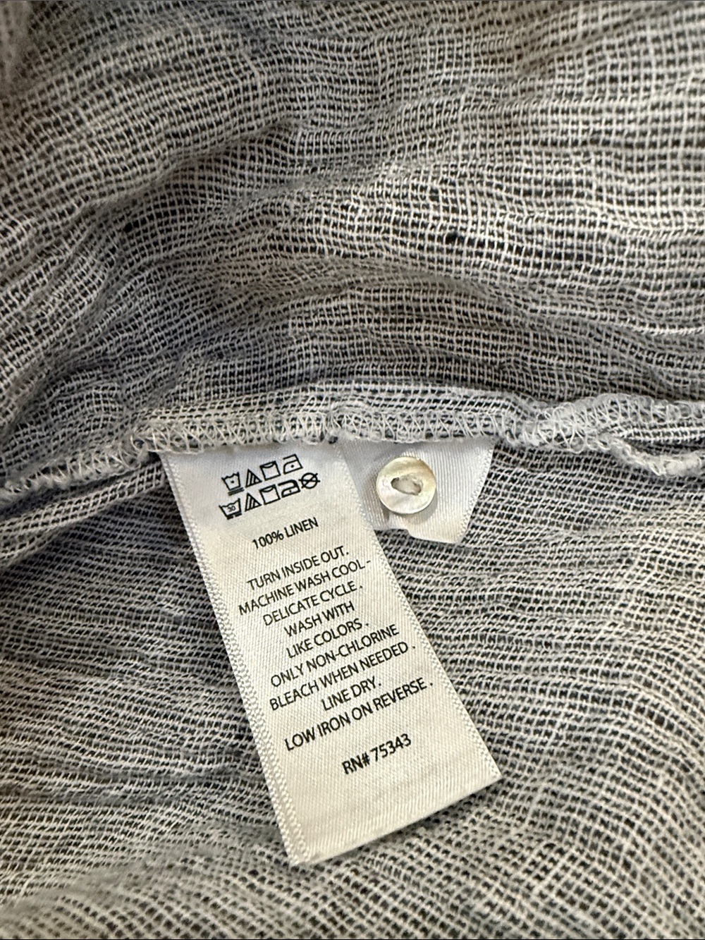 TAHARI women’s SZ XL linen gray button up top - Picture 6 of 6